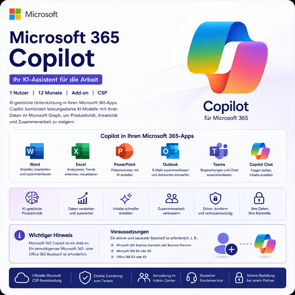 Microsoft 365 Copilot | 1 Jahr | 1 Nutzer | Add-on | CSP