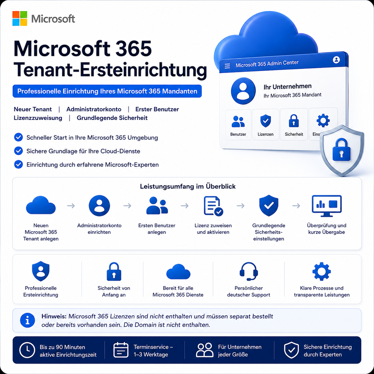 Microsoft 365 Tenant-Ersteinrichtung | bis zu 90 Minuten