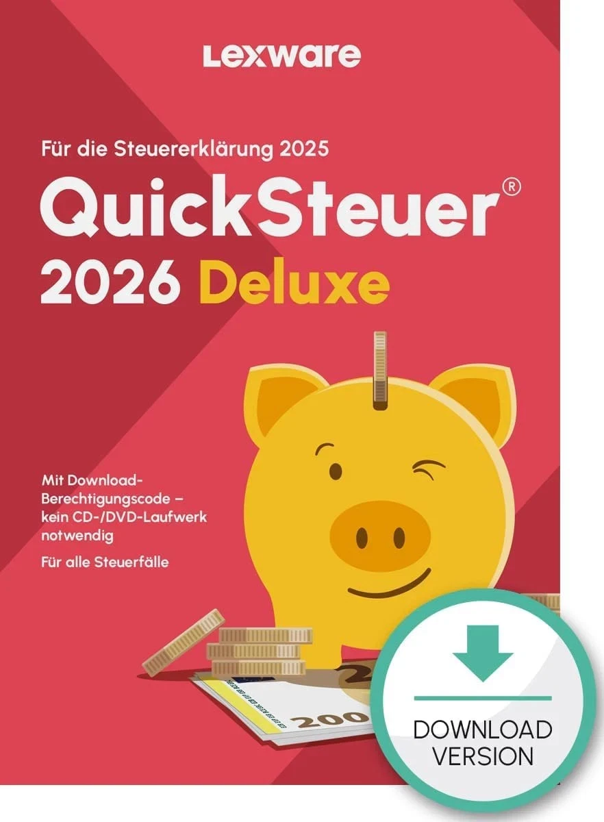Lexware QuickSteuer Deluxe 2026 | Steuerjahr 2025 | 5 Steuererklärungen | ESD